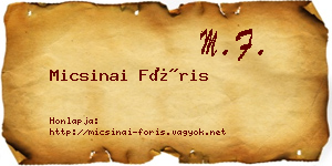 Micsinai Fóris névjegykártya